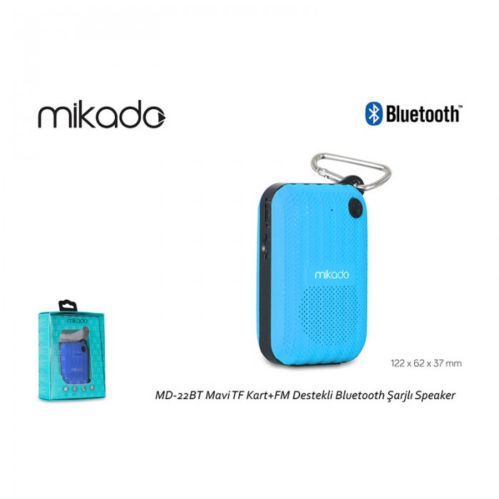 Mikado MD-22BT Mavi TF Kart+FM Destekli Bluetooth Şarjlı Speaker