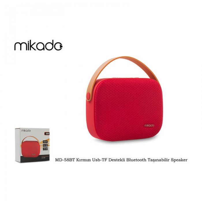 Mikado MD-58BT Kırmızı Usb-TF Destekli Bluetooth Taşınabilir Speaker