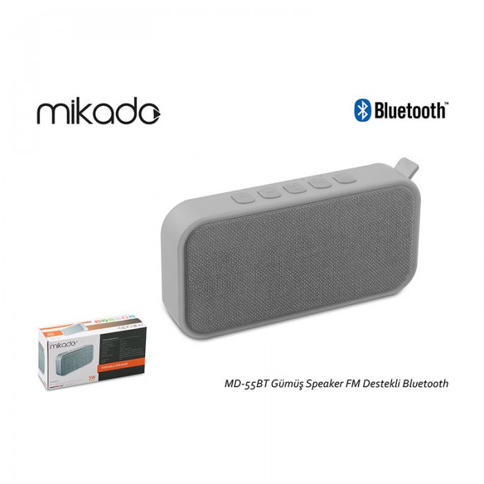 Mikado MD-55BT Gümüş Speaker FM Destekli Bluetooth