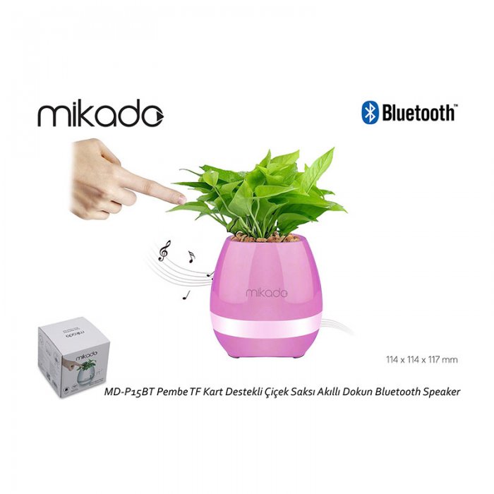 Mikado MD-P15BT Pembe TF Kart Destekli Çiçek Saksı Akıllı Dokun Bluetooth Speaker