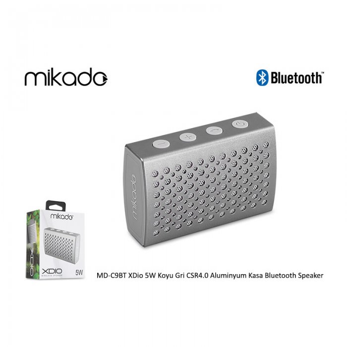Mikado MD-C9BT XDio 5W Koyu Gri CSR4.0 Aluminyum Kasa Bluetooth Speaker
