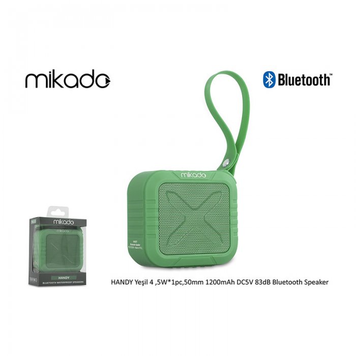 Mikado HANDY Yeşil 4 ,5W*1pc,50mm 1200 mAh TF Kart, AUX Bluetooth Speaker
