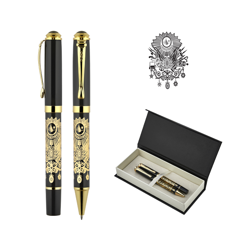 Promosyon Kabartma Figürlü Metal Roller & Tükenmez Kalem Seti