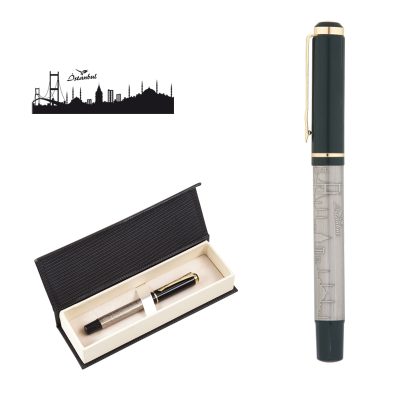 Kabartma Figürlü Metal Roller Kalem Seti - İ̇stanbul