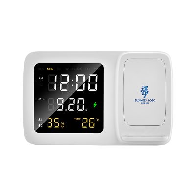 Wireless Şarj Cihazı & Dijital Saat - Beyaz