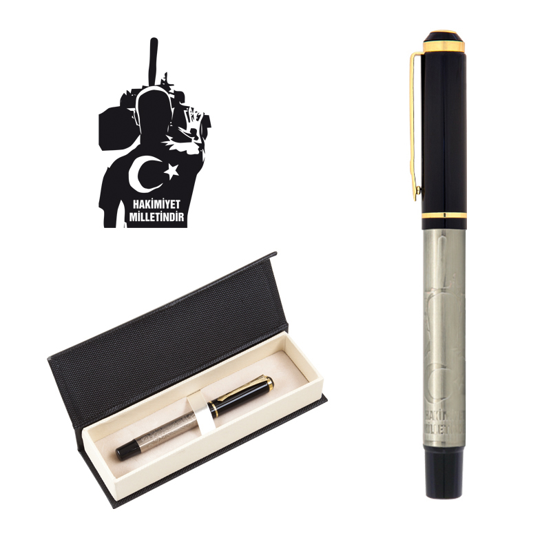 Kabartma Figürlü Metal Roller Kalem Seti