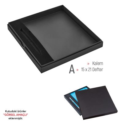203 x 223 x 25 mm Hediye Set Kutusu - Siyah-k(kalemli)