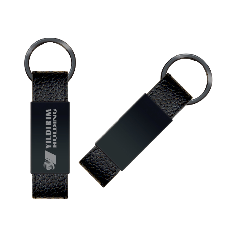 Promosyon Çift Taraflı Metal Suni̇ Deri̇ Anahtarlık