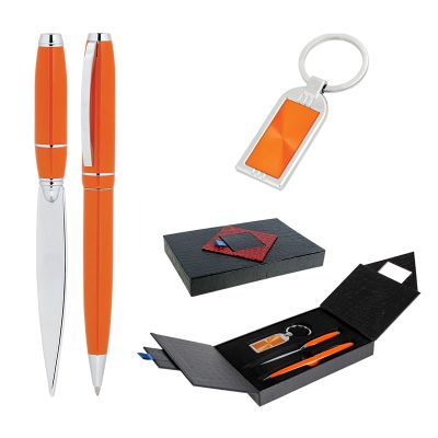 Kalem & Anahtarlık & Zarf Açacağı Set - Turuncu