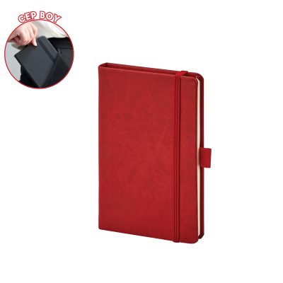 9 x 14 Termo Deri Defter - Kırmızı