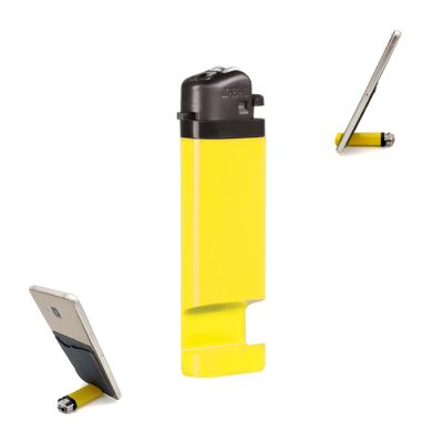 Telefon Standlı Taşlı Sibopsuz Çakmak - Sarı