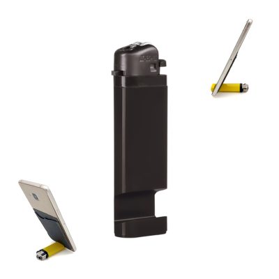 Telefon Standlı Taşlı Sibopsuz Çakmak - Siyah
