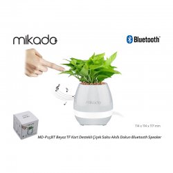 Mikado MD-P15BT Beyaz TF Kart Destekli Çiçek Saksı Akıllı Dokun Bluetooth Speaker