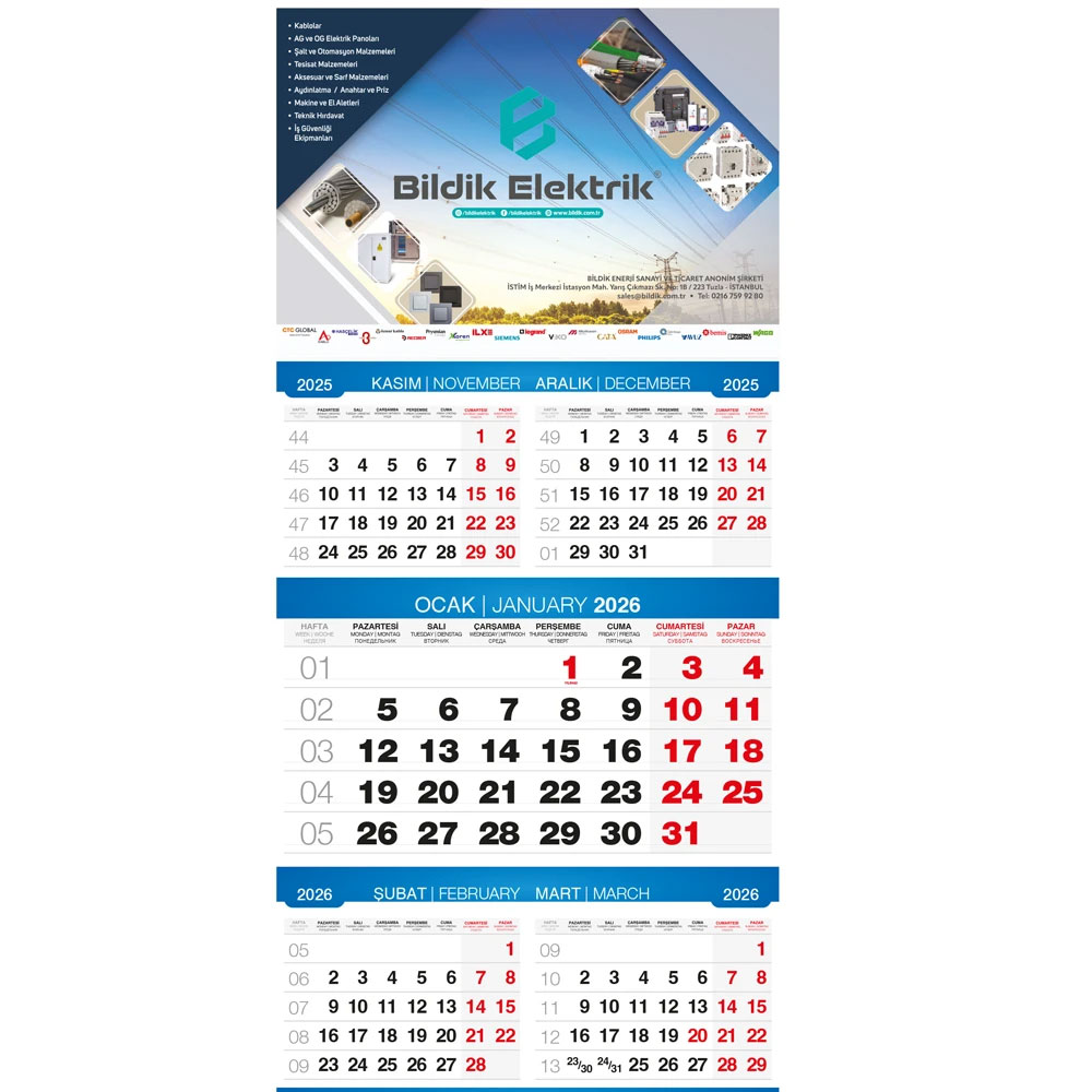 Promosyon Beş Aylık Gemici Takvim