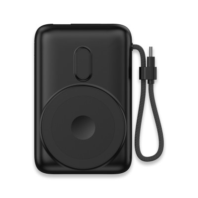 15W Magsafe Işıklı Logo Powerbank 10000 mAh - Siyah