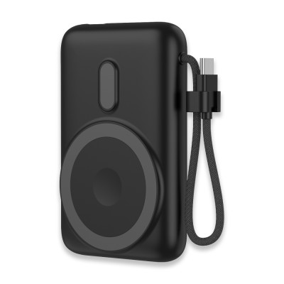 15W Magsafe Işıklı Logo Powerbank 10000 mAh - Siyah