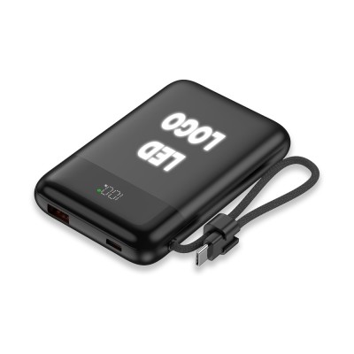 15W Magsafe Işıklı Logo Powerbank 10000 mAh - Siyah