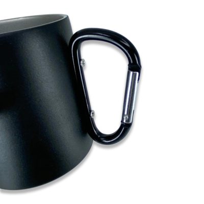 Karabinalı Çelik Bardak 280 ml - Siyah