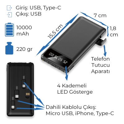 Powerbank 10000 mAh - Siyah