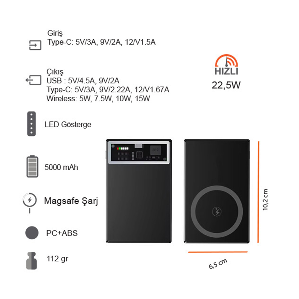 Hızlı Wireless Şarj Magsafe 5000 mAh