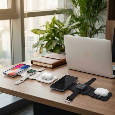 Kablosuz Şarj Standı (Telefon, Saat, Kulaklık)