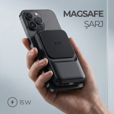 Hızlı Wireless Şarj Magsafe 10000 mAh - Siyah