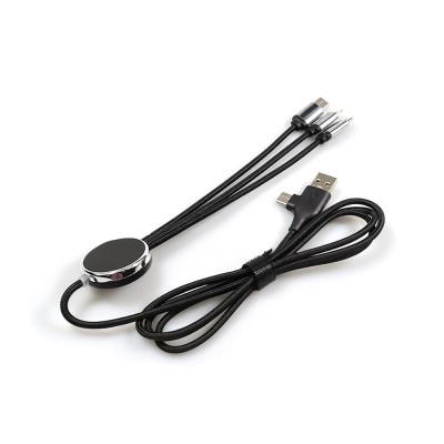 Işıklı Logo 60W Hızlı Type-C Uçlu Data Transferli Şarj Kablosu - siyah