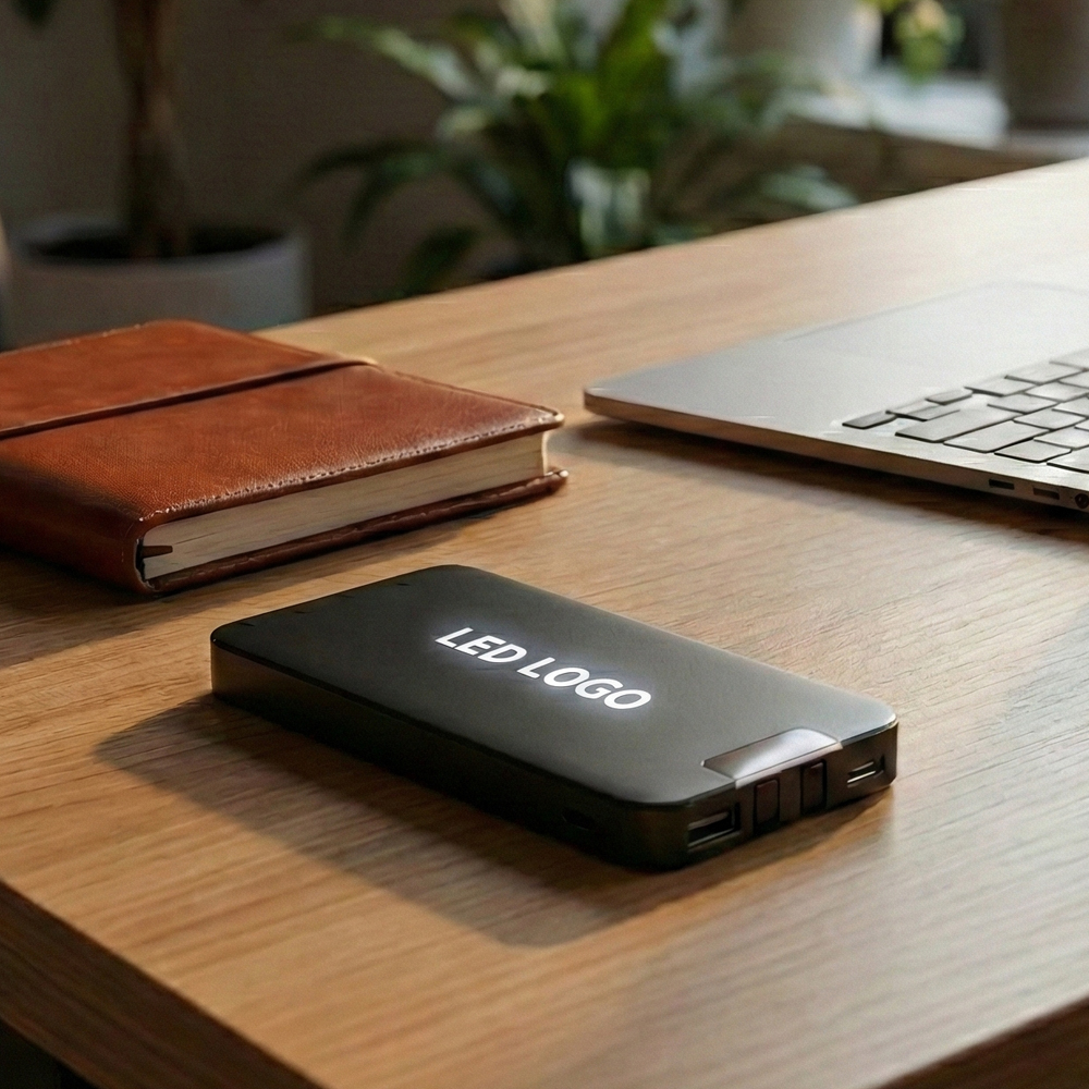 Işıklı Logo Dahili Kablolu Powerbank 10000 mAh