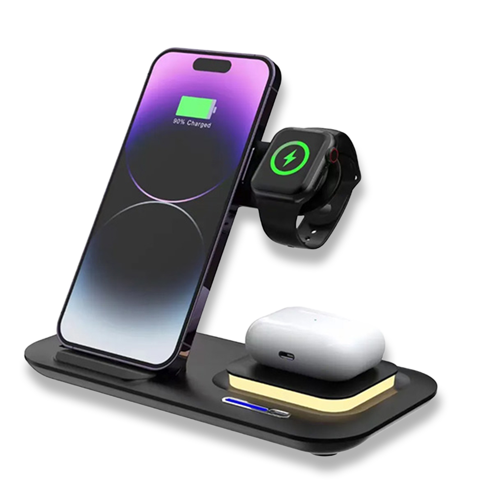 Kablosuz Şarj Standı (Telefon, Saat, Kulaklık)