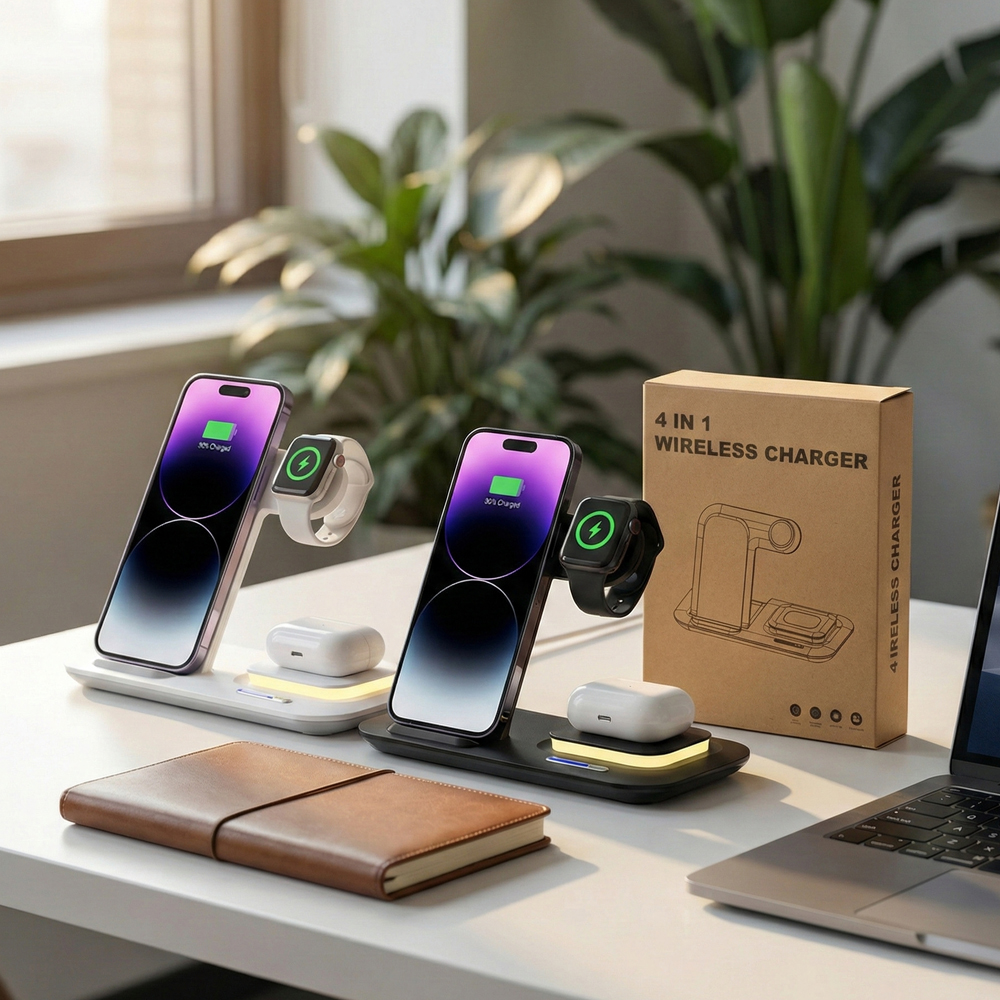Kablosuz Şarj Standı (Telefon, Saat, Kulaklık)