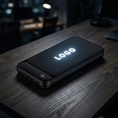 Işıklı Logo Powerbank 10000 mAh - Siyah