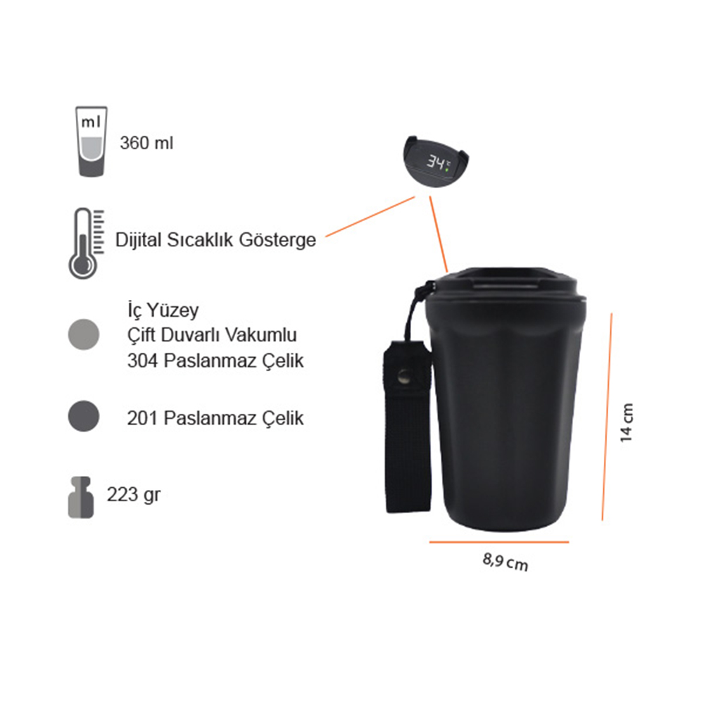 Dereceli Termos Bardak 360 ml