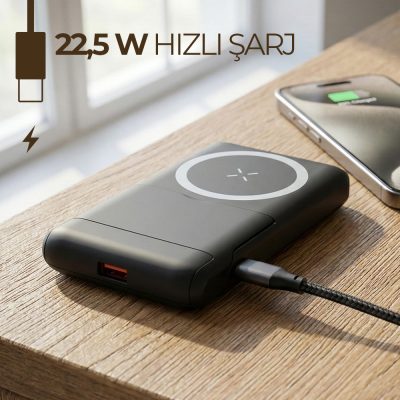 Işıklı Logo Magsafe 10000 mAh - Siyah