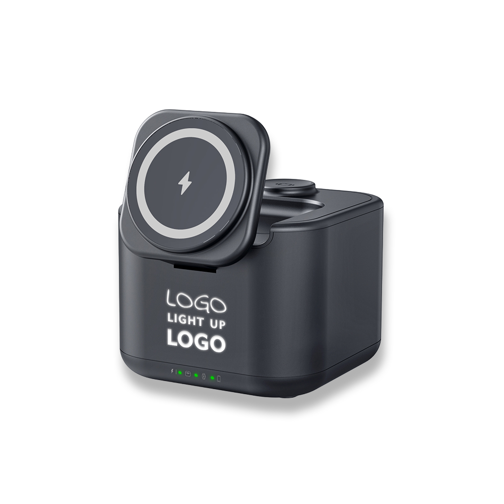 Promosyon Işıklı Logo Hoparlörlü Magsafe Şarj Standı (Telefon, Kulaklık, Saat)
