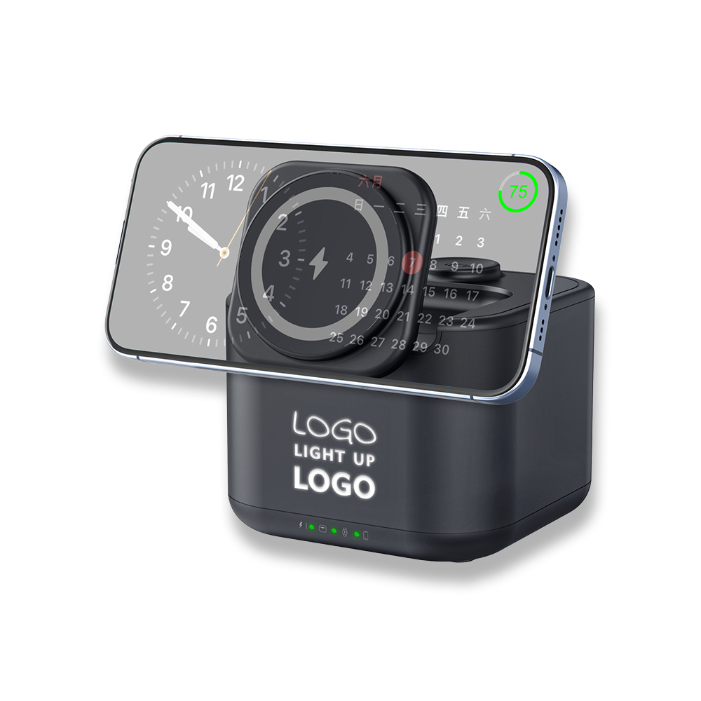 Işıklı Logo Hoparlörlü Magsafe Şarj Standı (Telefon, Kulaklık, Saat)