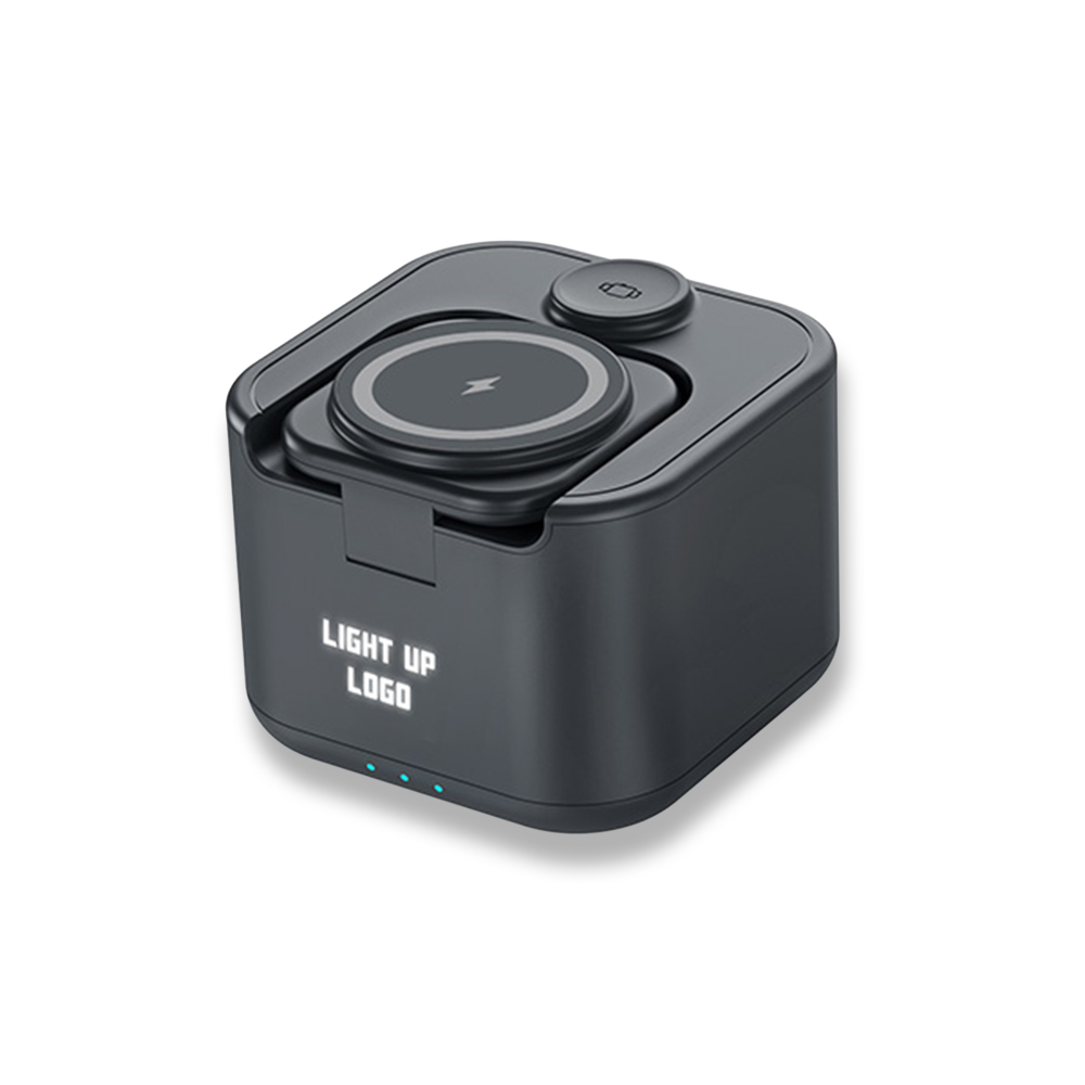 Işıklı Logo Hoparlörlü Magsafe Şarj Standı (Telefon, Kulaklık, Saat)