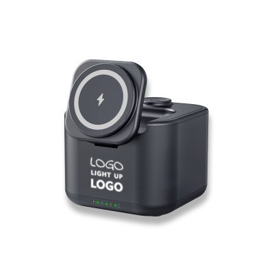 Promosyon Işıklı Logo Hoparlörlü Magsafe Şarj Standı (Telefon, Kulaklık, Saat)