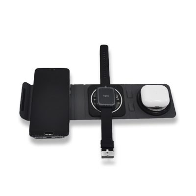Kablosuz Şarj Standı (Telefon, Saat, Kulaklık) - Siyah