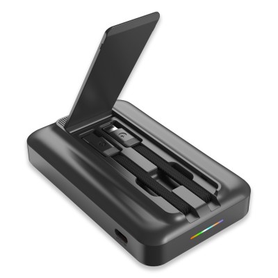 Işıklı Logo 15W MagSafe Powerbank 10000 mAh (Telefon, Saat, Kulaklık)) - Siyah