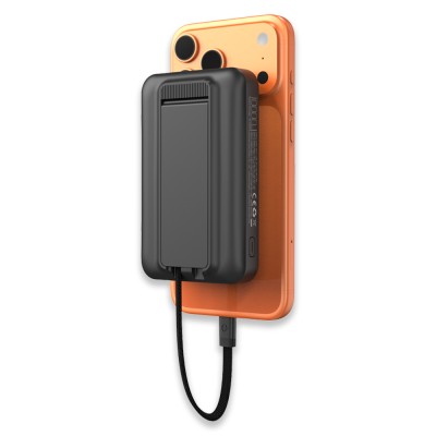 Işıklı Logo 15W MagSafe Powerbank 10000 mAh (Telefon, Saat, Kulaklık)) - Siyah