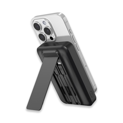 Işıklı Logo 15W MagSafe Powerbank 10000 mAh (Telefon, Saat, Kulaklık)) - Siyah