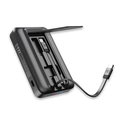 Işıklı Logo 15W MagSafe Powerbank 10000 mAh (Telefon, Saat, Kulaklık)) - Siyah