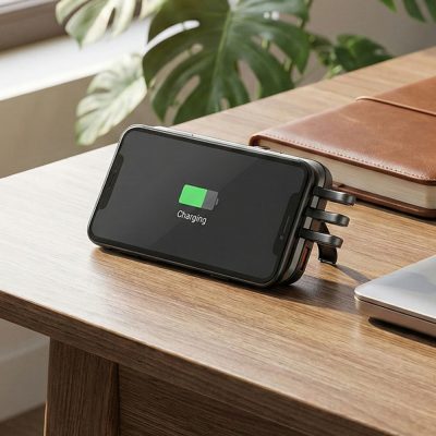 Işıklı Logo Wireless Powerbank 10000 mAh - Siyah