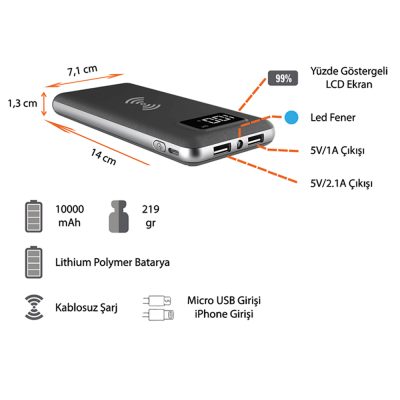 Wireless Powerbank 10000 mAh - Beyaz
