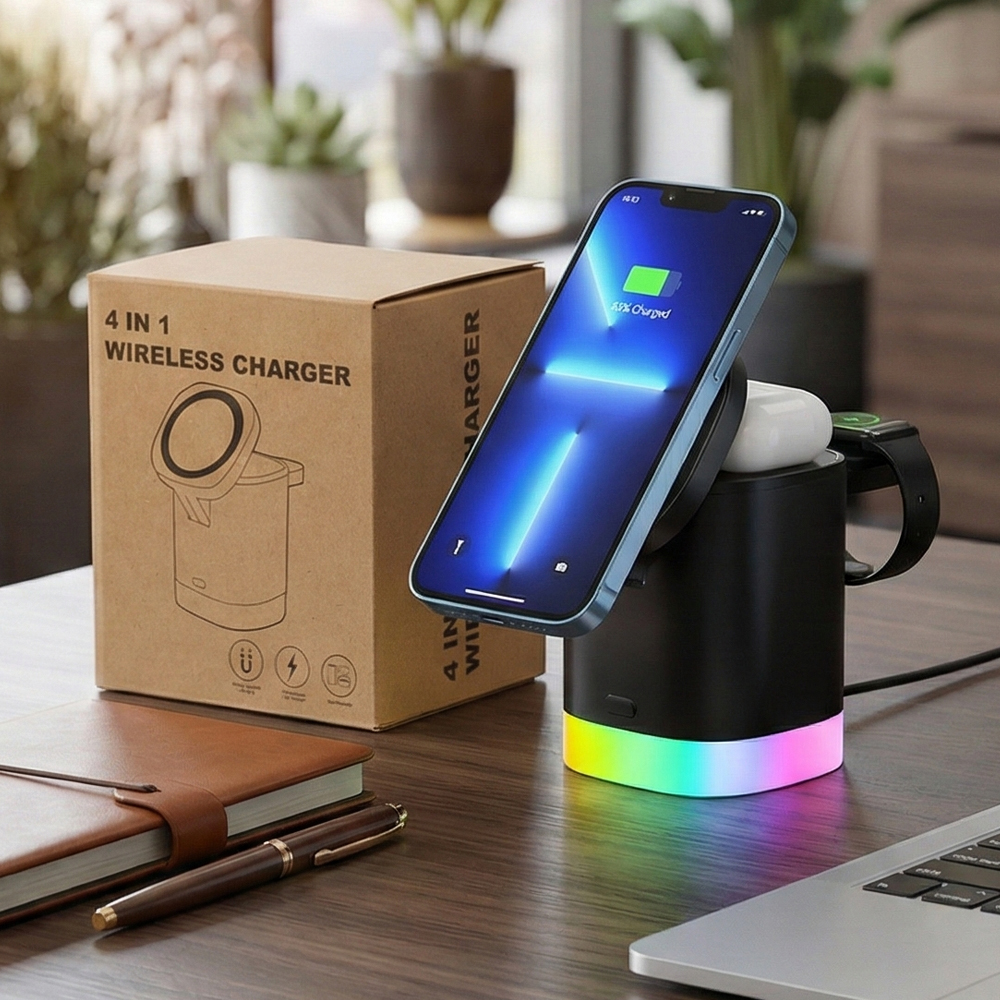 Kablosuz Şarj Standı (Telefon, Saat, Kulaklık)