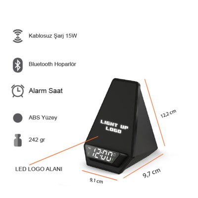 Işıklı Logo Hoparlörlü Kablosuz Șarj Standı