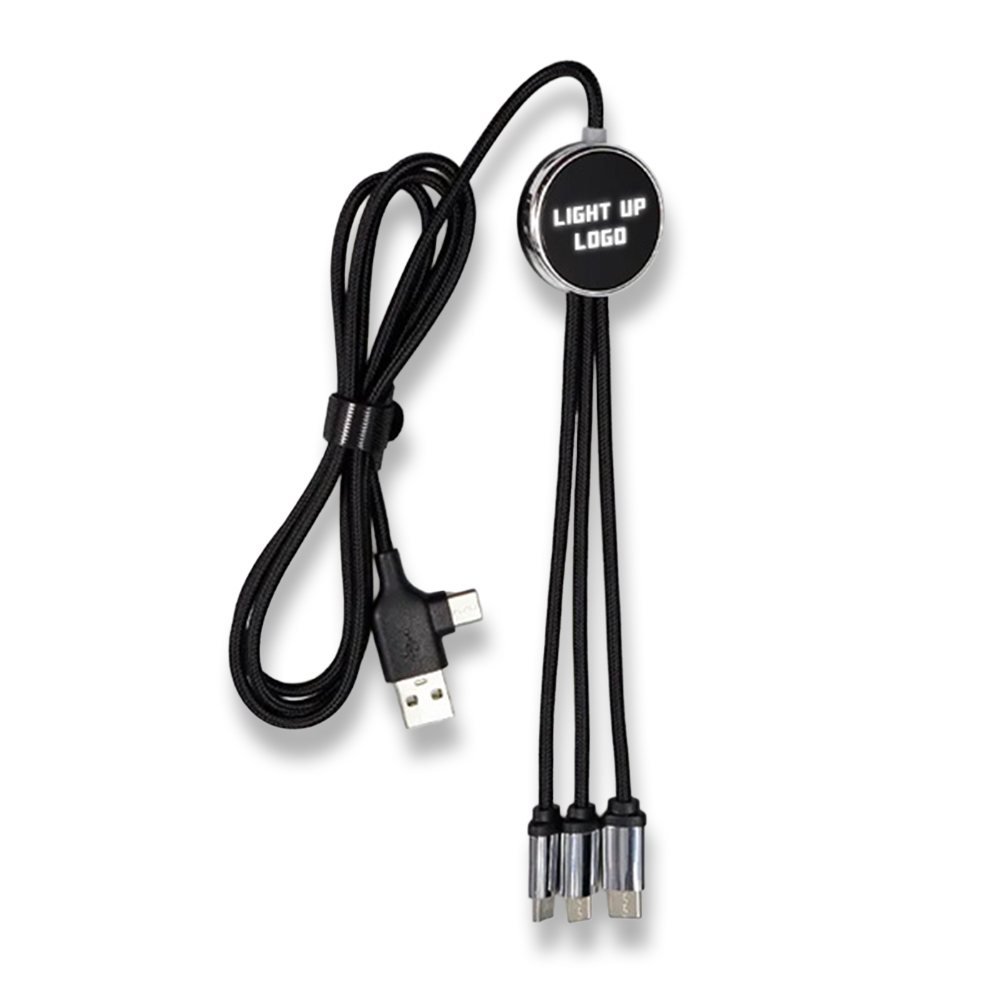 Işıklı Logo 60W Hızlı Type-C Uçlu Data Transferli Şarj Kablosu (Çantalı)