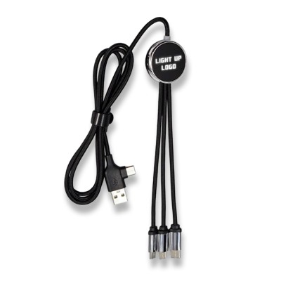 Işıklı Logo 60W Hızlı Type-C Uçlu Data Transferli Şarj Kablosu (Çantalı)