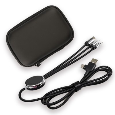 Işıklı Logo 60W Hızlı Type-C Uçlu Data Transferli Şarj Kablosu (Çantalı) - siyah